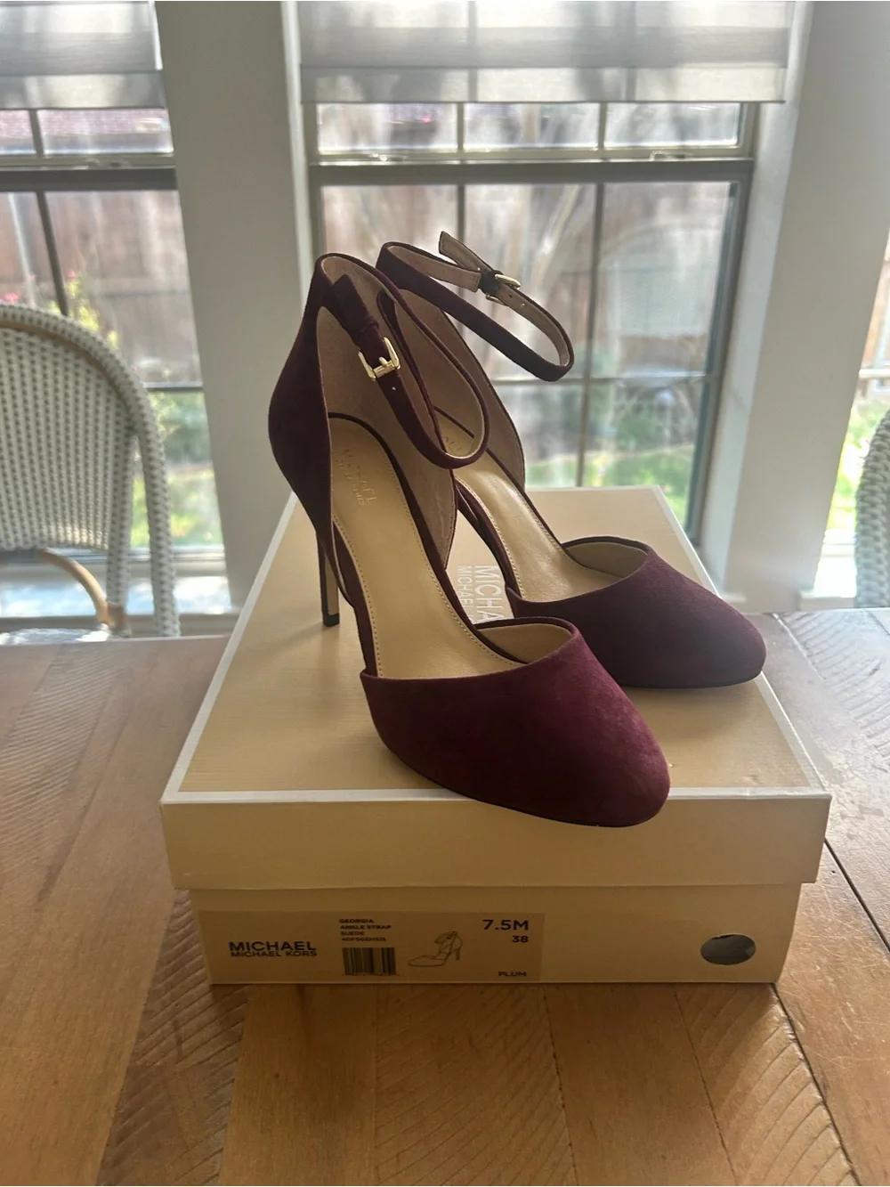 Michael Kors Plum Suede Ankle-Strap Pumps